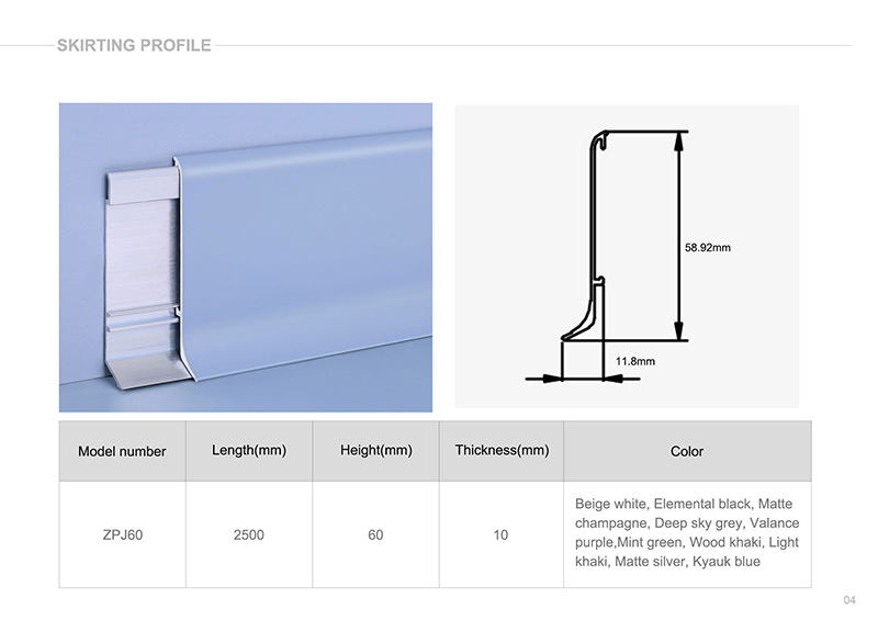 Vielseitigkeit Sockelleiste aus Aluminiumlegierung