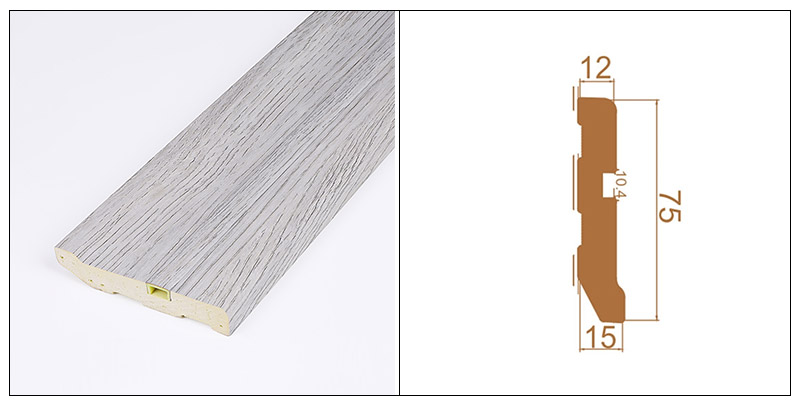75 * 15 mm PVC-Sockelleiste mit versteckten N&auml;geln