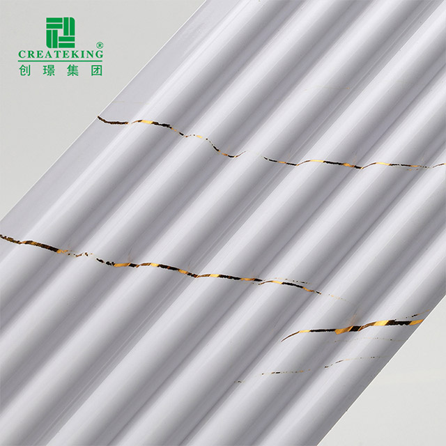 Massives, halbrundes Wandpaneel mit 105,5 x 8,5 mm goldweißem Marmor-Finish