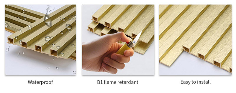 Geriffeltes Wandpaneel in metallischem Gold