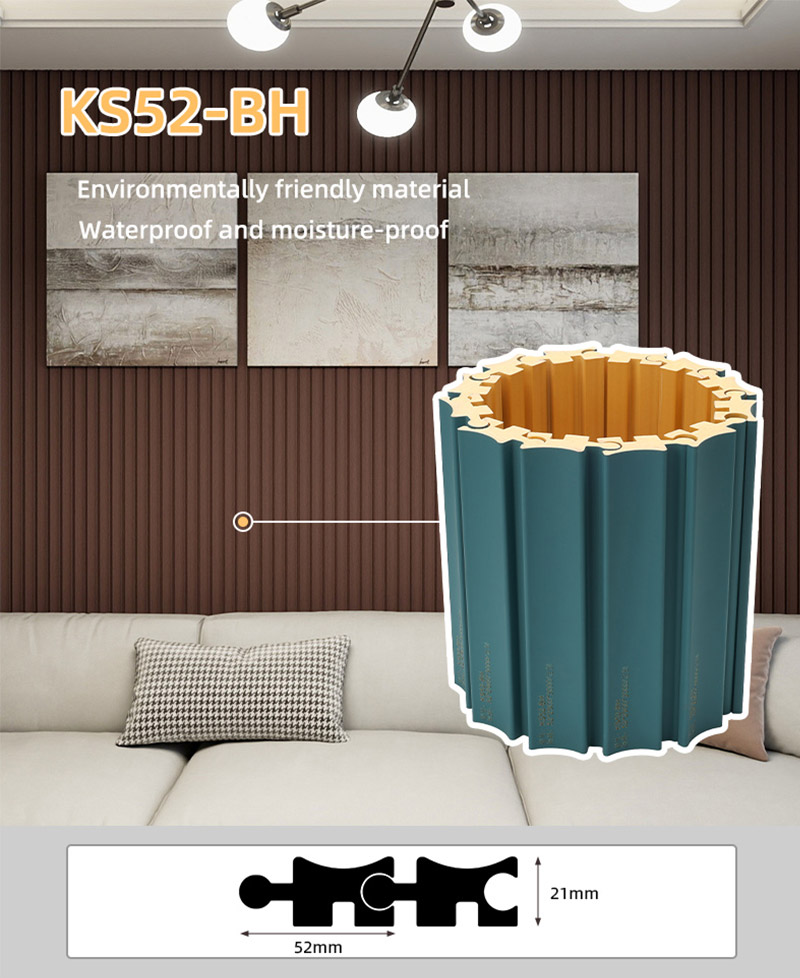 52*25mm PVC rotierende geriffelte Wandpaneele