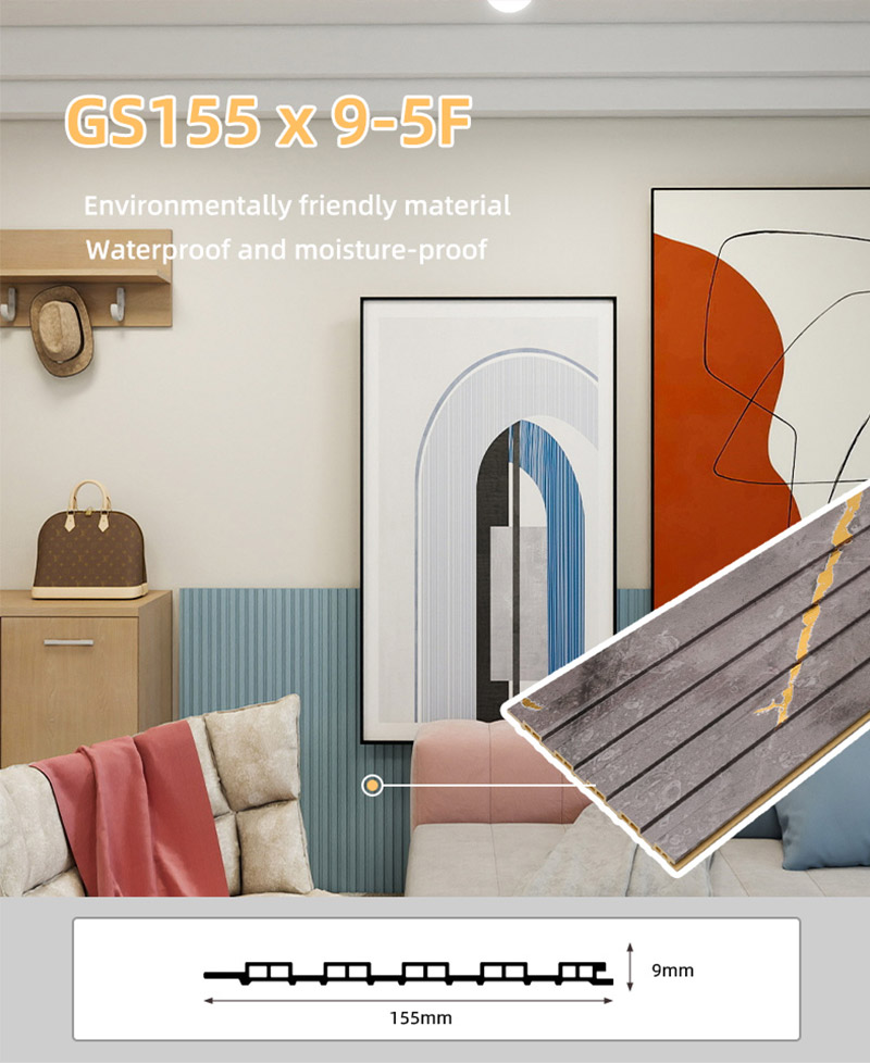 155 * 17 mm wasserdichte, geriffelte Hohlwandplatte aus PVC