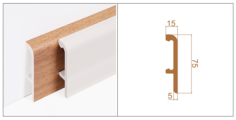 75 x 15 mm PVC-Sockelleisten zum Aufstecken