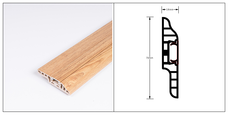 70 * 14 mm PVC-Fu&szlig;leiste mit versteckten N&auml;geln