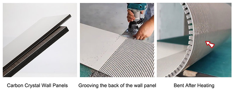 Wandpaneele mit flacher Oberfl&auml;che aus Carbonkristall oder Marmorimitat