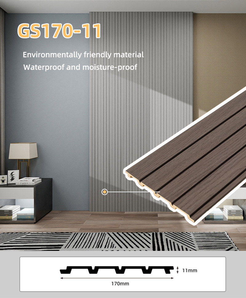 170 * 11 mm geriffelte PVC-Wandpaneele in Holzoptik