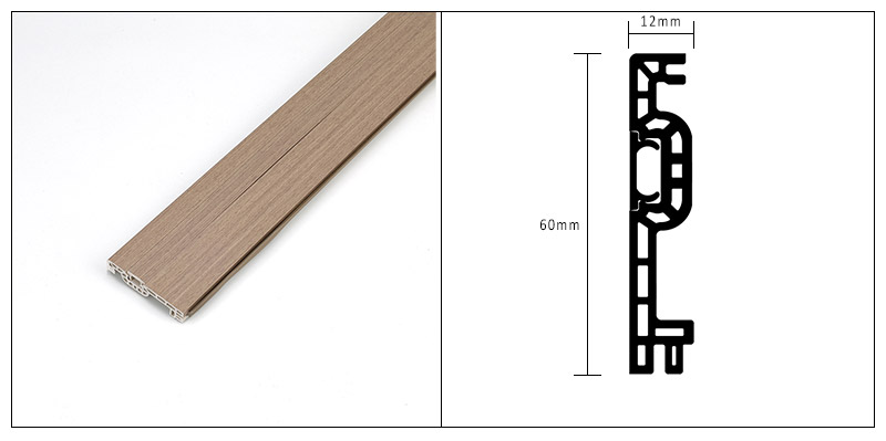 60 * 12 mm WPC-Fu&szlig;leiste mit versteckten N&auml;geln