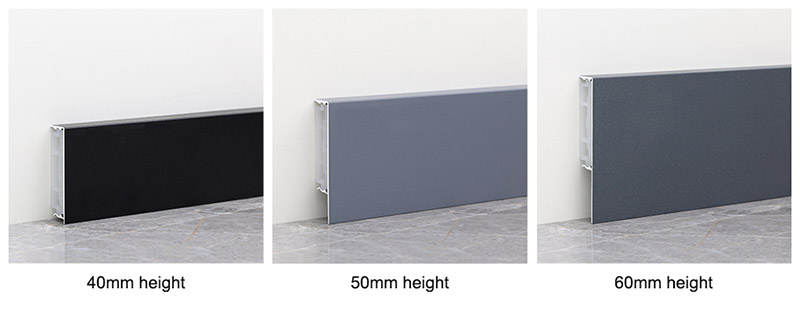 39,7 x 11,7 mm gro&szlig;e Fu&szlig;leiste aus Aluminiumlegierung