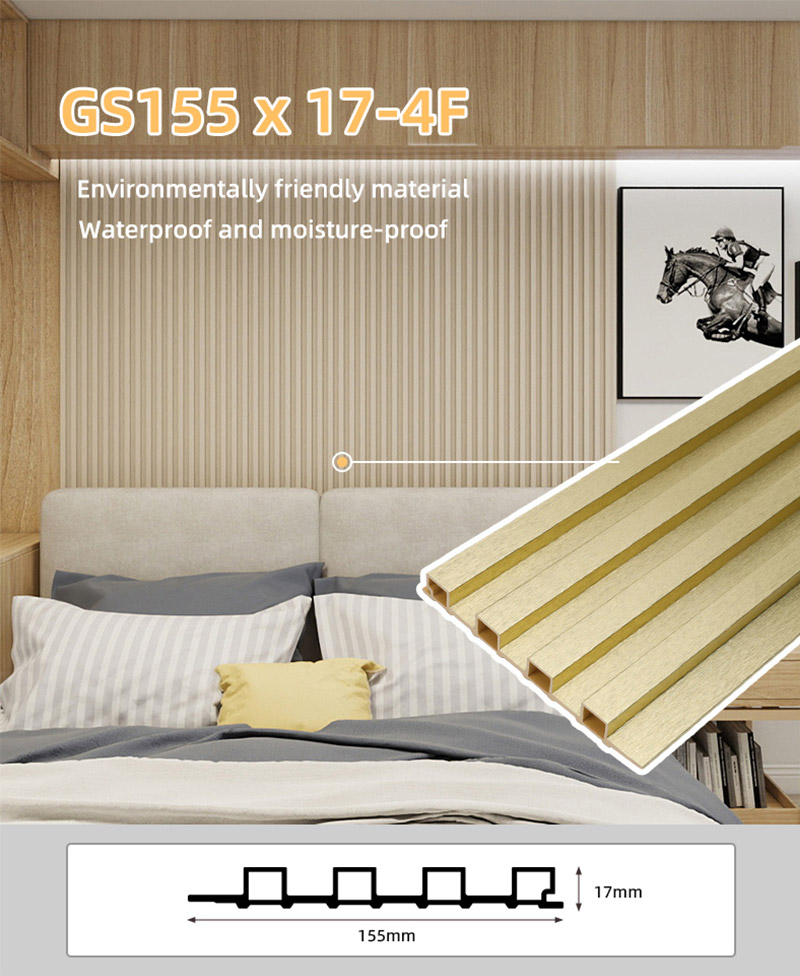155*17mm metallisches Gold geriffeltes Wandpaneel
