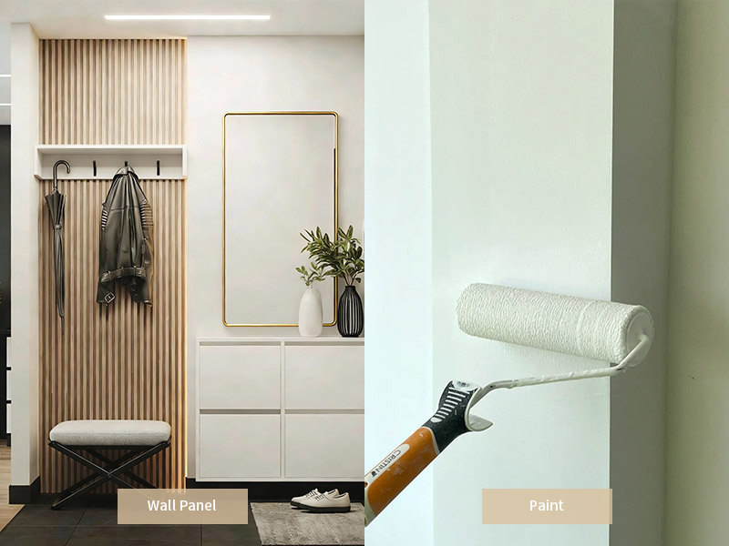 Vergleich zwischen Wandpaneel und Farbe