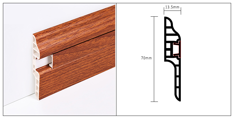 70 * 13,5 mm PVC-Lammzungen-Sockelleiste