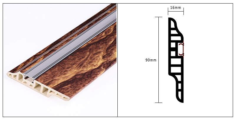 90 * 16 mm PVC-Fu&szlig;leiste mit Lammzunge und versteckten N&auml;geln