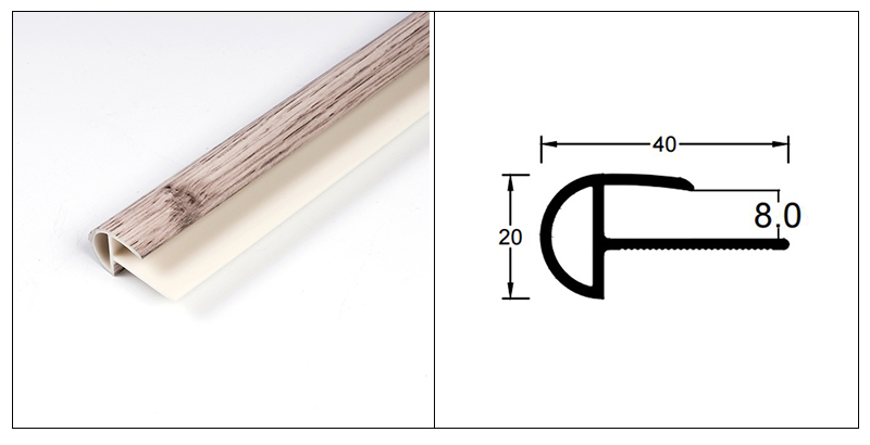 40*20mm runde PVC-Treppennase