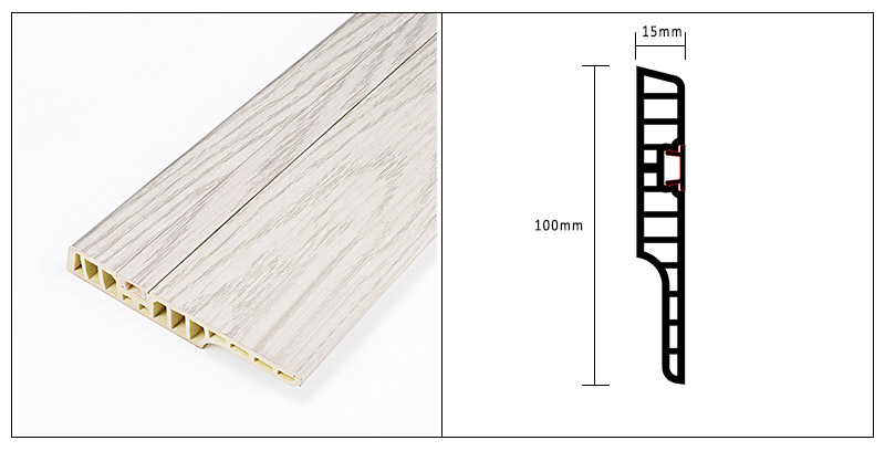 100 * 15 mm PVC-Bodensockelleiste mit versteckten N&auml;geln