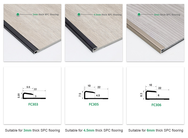 Aluminium-Boden&uuml;bergangsleiste mit quadratischer Kappe