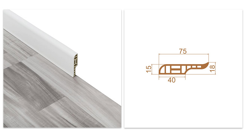 75 * 18 mm PVC-Bleistift-Sockelleiste