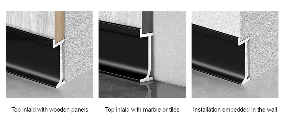 50*12 versenkte Aluminium-Sockelleiste