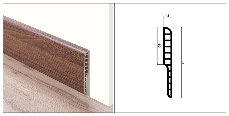 95*12mm PVC-Bleistift-Rundsockelleiste