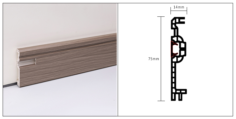 75 * 14 mm WPC-Fu&szlig;leiste mit versteckten N&auml;geln