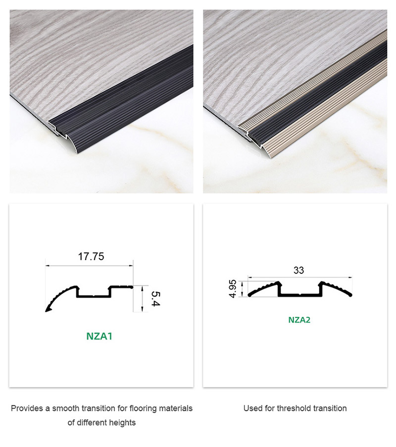  Rutschfeste Schwellenstange aus Aluminium mit Gummieinlage
