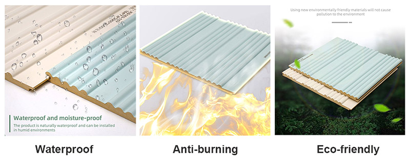 164 * 7,8 mm gebogenes massives geriffeltes Wandpaneel