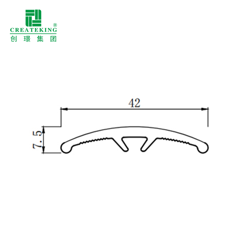 42 * 7,5 mm bogenförmiger PVC-Schwellenübergangsstreifen 