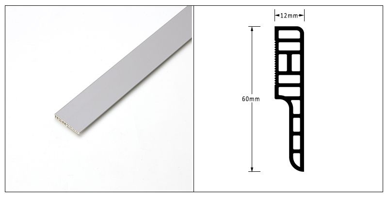 60 * 12 mm wasserdichte SPC-Sockelleiste