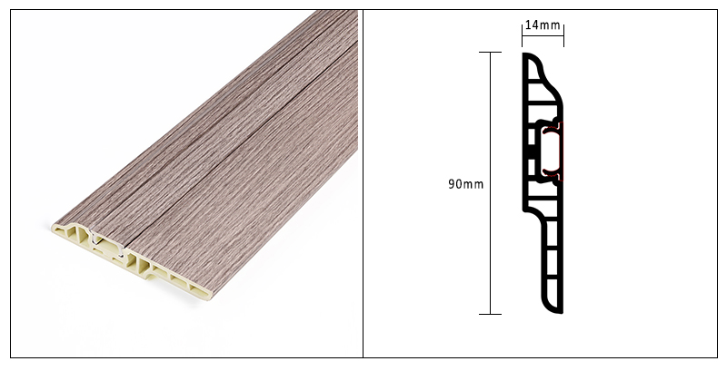90 * 14 mm PVC-Fu&szlig;leiste mit versteckten N&auml;geln
