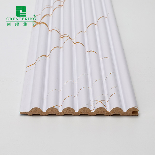 Massives, halbrundes Wandpaneel mit 105,5 x 8,5 mm goldweißem Marmor-Finish