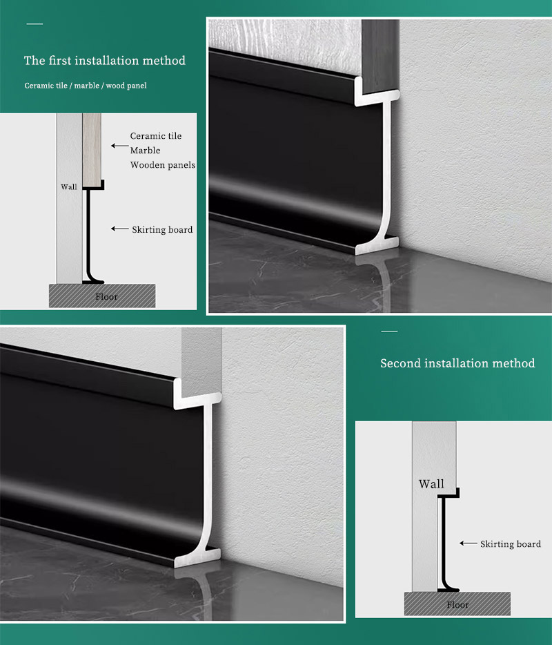 20 x 12 mm versenkte Aluminium-Sockelleiste