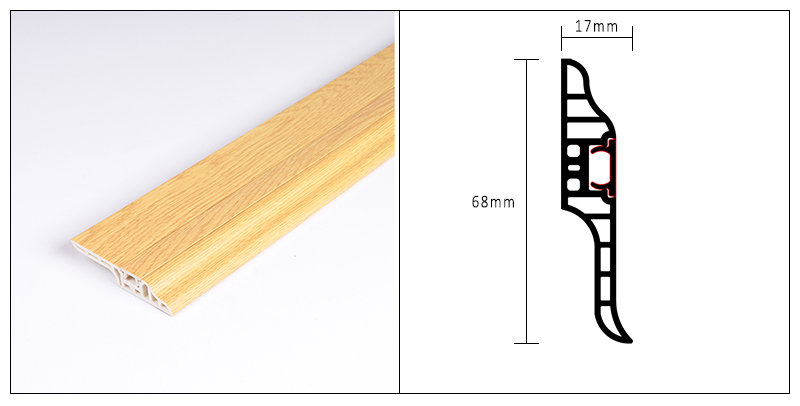68 * 17 mm PVC-Fu&szlig;leiste mit versteckten N&auml;geln