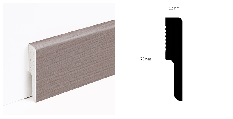 60 * 12 mm massive PVC-Sockelleiste
