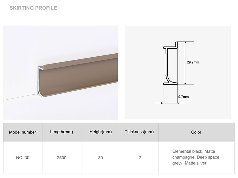 30*12 versenkte Aluminium-Sockelleiste