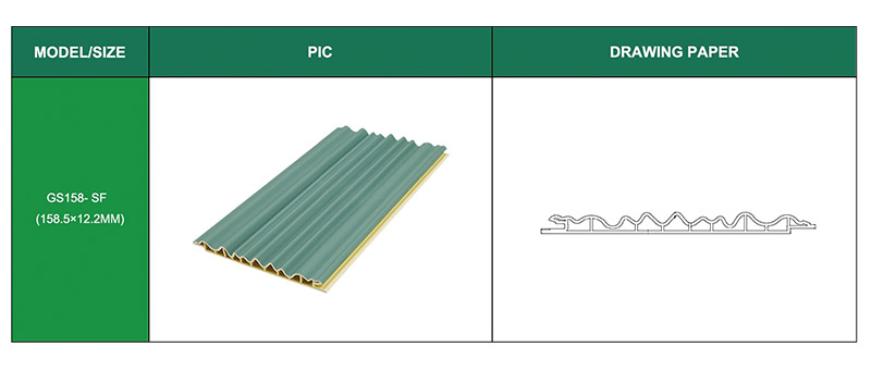 158 * 12 mm WPC-Wandpaneel in Wellenform mit Innenbogen