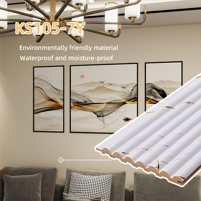 Massives, halbrundes Wandpaneel mit 105,5 x 8,5 mm goldweißem Marmor-Finish