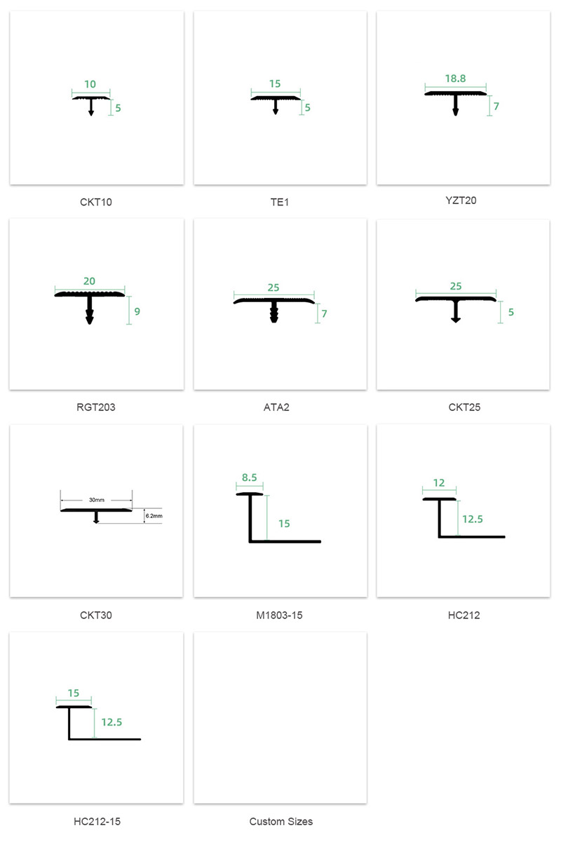 T-f&ouml;rmige Bodenkantenverkleidung aus Aluminium