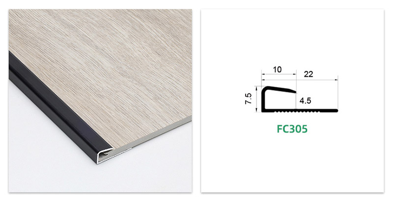 Aluminium-Boden&uuml;bergangsleiste mit quadratischer Kappe