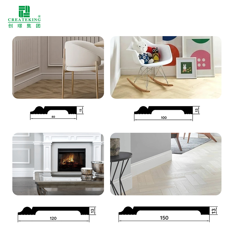 Klassische PS-Sockelleiste, 80–150 mm Fußleistenleiste aus recyceltem Polystyrol